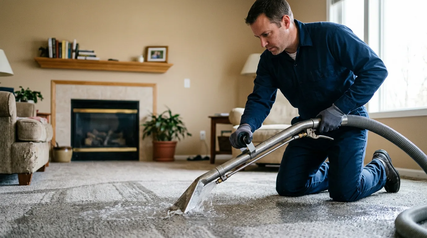 Water damage restoration technician working near Chico, TX